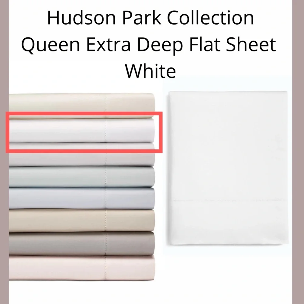 NIB [ QUEEN ] 600TC Cotton Extra Deep Flat Sheet for Hudson‎ Park